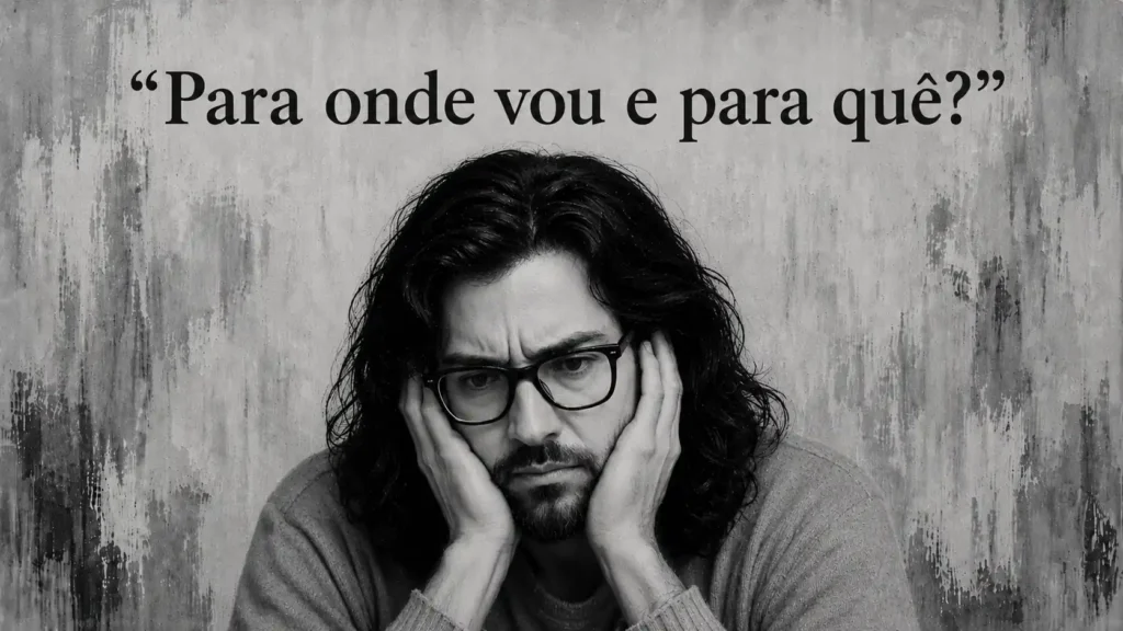 imagem de homem angustiado, se perguntando: para onde vou e para quê?
