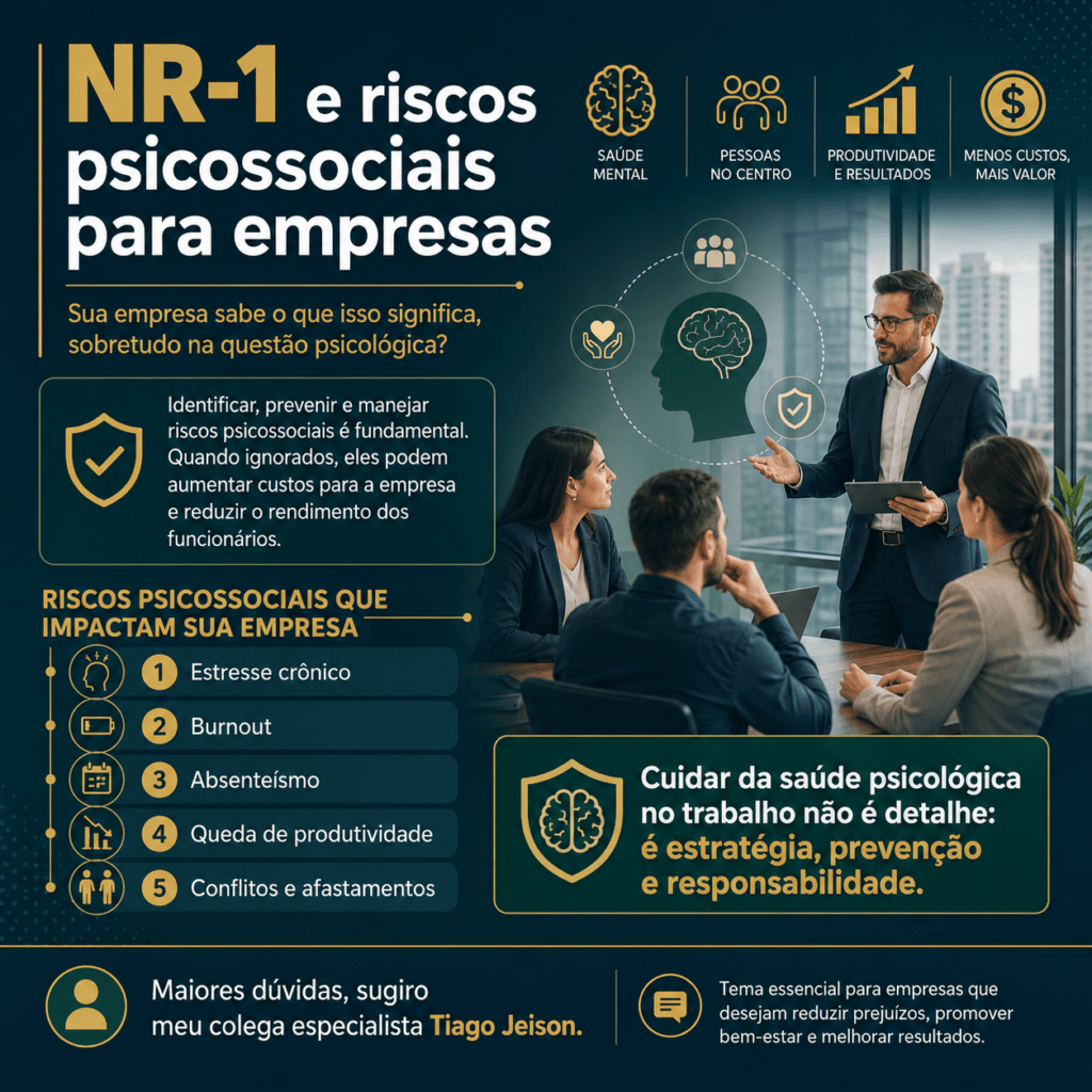 Imagem explicando sobre NR-1 riscos psicossociais para empresas